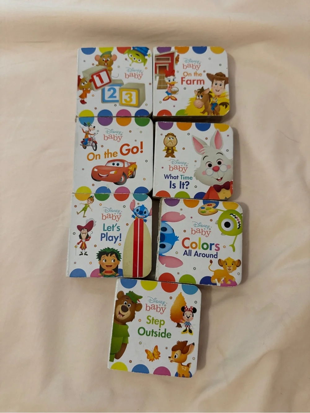Disney Baby Board Book Set - White with Multicolor Dots & Characters